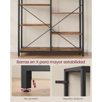 Estante de Libros de 5 Niveles Diseño Rústico Marrón y Negro Ideal para Sala, Baño, Cocina - details 4