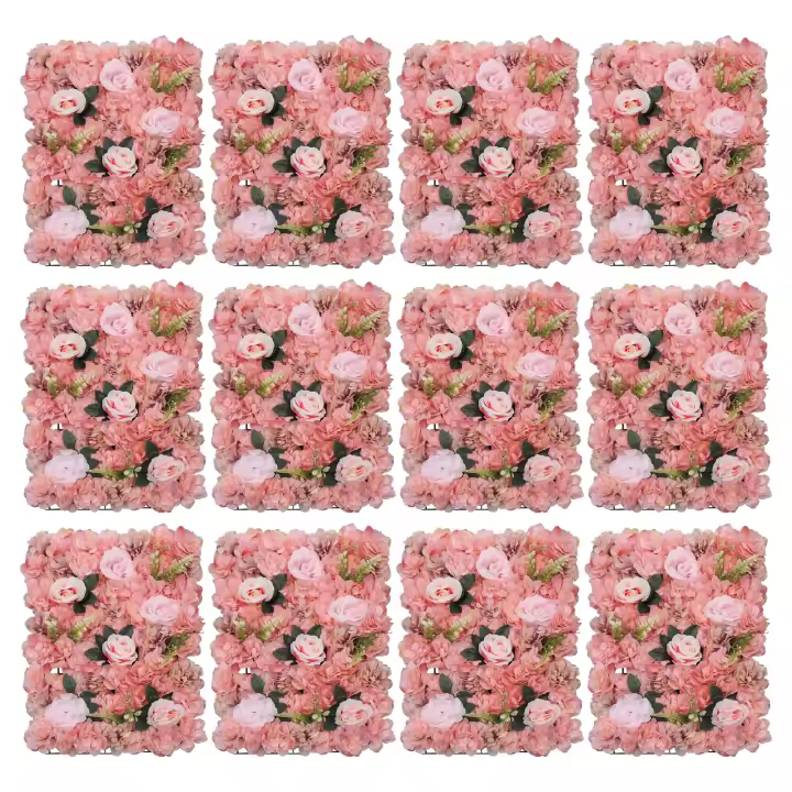 Panel de pared de flores artificiales, telón de fondo para decoración de boda, fiesta, evento, 24x16 pulgadas, paquete de 12 - 1