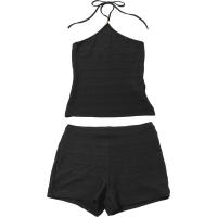 BUNO-Conjunto de 2 piezas de punto para mujer, camiseta sin mangas con espalda descubierta y cordones, pantalón corto de cintura elástica, ropa de calle a juego - details 9