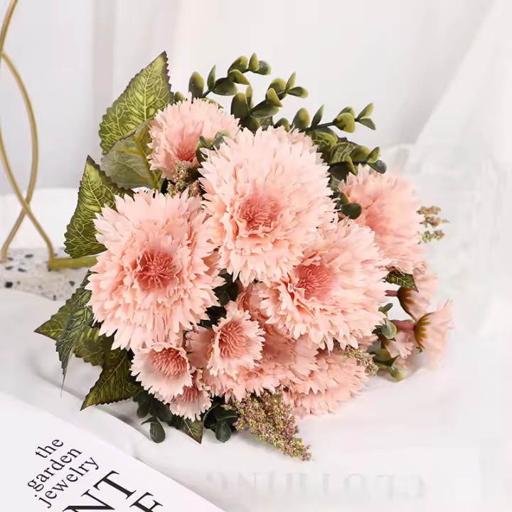 Realista 7 cabezas de girasol falso Gerbera 30cm seda Artificial Gerbera ramo planta de simulación decoración de boda - 1