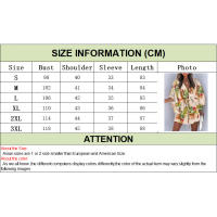 Traje de baño para mujer Vestido de playa estampado con cordón3/4MangaVMini falda de playa con Cuello estilo bohemio - details 0