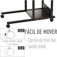 Mesa Auxiliar con Ruedas 80x40 cm Mesa para Sofá en Forma de C con Altura Ajustable 3 Niveles de 72-82 cm Marco de Metal para Salón Cocina Negro - details 6
