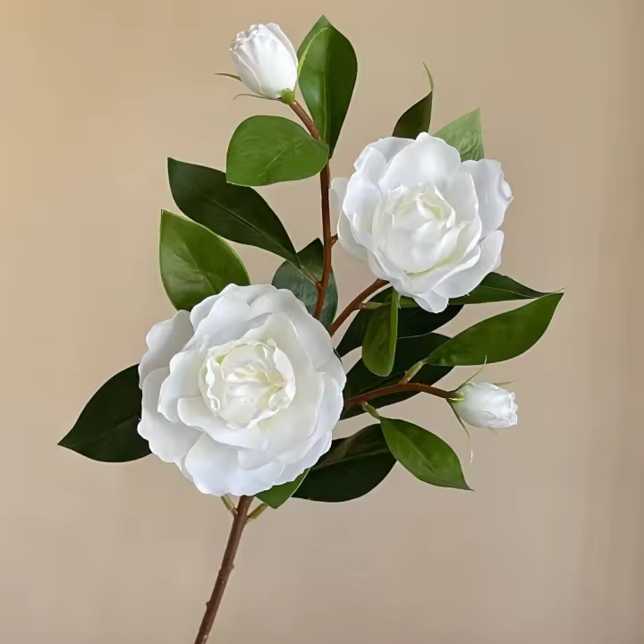 Ramas de Gardenia artificiales de tacto Real, flores de Gardenia de simulación de plástico hechas a mano, flores falsas realistas exquisitas - 1