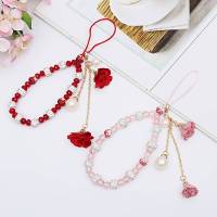 Precioso cordón de flores de cristal para teléfono, cadena con nudo, llavero con cordón para teléfono móvil, bolso para mujer y niña, colgante para cámara - details 4