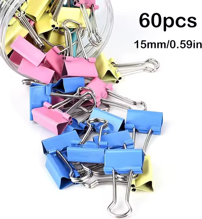 Mini clips para carpetas, 60 piezas, tamaño pequeño para el hogar, la escuela y la oficina - 1