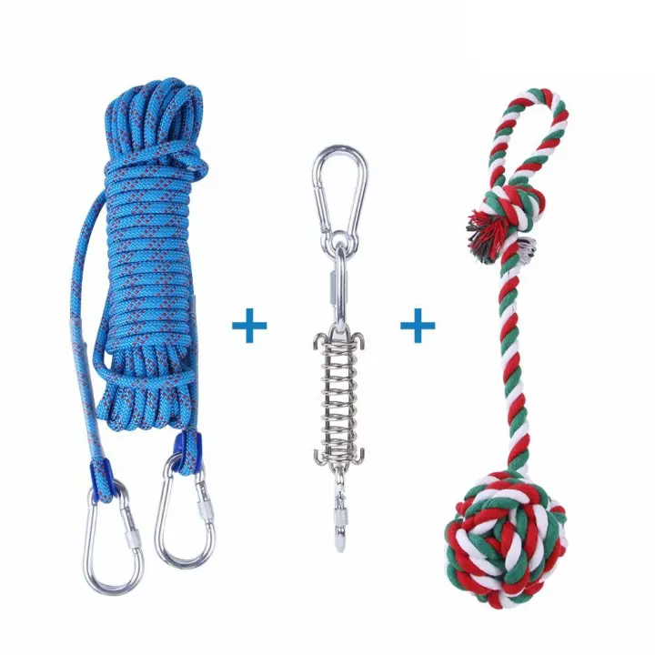Juguetes resistentes a mordeduras para perros, juguetes con poste de resorte para perros de 5M, juguete para la dentición de perros, cuerda de algodón, juguete masticable para perros y cachorros - 1