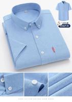 Camisa básica 100% algodón puro, manga corta, casual, business, Oxford, amarillo, blanco, regular USTE, ropa social hombre - details 15
