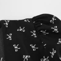 Vestido largo de estilo francés con estampado floral, pequeño, negro, otoño, nuevo, manga corta, cintura con abertura, corte en A - details 21