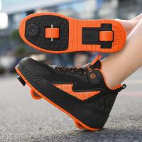 Nuevos patines luminosos de doble uso de 2 ruedas para niños y niñas estudiantes, zapatos deportivos con ruedas para exteriores. - details 2