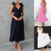 BUNO-Vestidos sin mangas para mujer, vestido plisado con tirantes elegantes, Espalda descubierta, vestidos de lino y algodón de verano, cintura alta, venta al por mayor, envío triangular - details 1