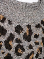 TRAFZA-para Mujer, Jersey elegante con estampado de leopardo y Jacquard, jersey de manga larga con cuello redondo, Top tejido - details 7