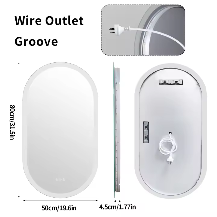 Espejo de Baño Led para montar en la pared, espejo de tocador iluminado ovalado con luces retroiluminadas, espejo de pared sin marco con luces antivaho - 1