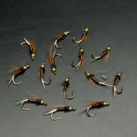 5/10 Uds Señuelos de pesca con mosca cebo para insectos artificiales cabeza de latón Príncipe Ninfa agua dulce trucha salmón Lucio lubina mosca húmeda biónica señuelo con caja - details 3