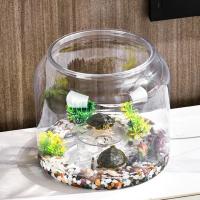 Tanque de peces redondo transparente duradero, tanque de visualización de plástico resistente a caídas, acuario pequeño de escritorio decorativo antirotos para el hogar - details 7