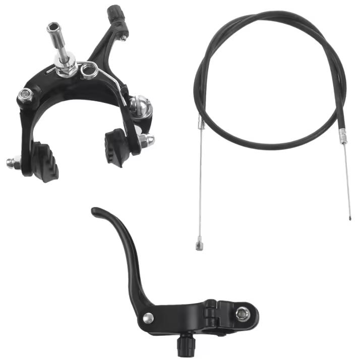 Juego de frenos delanteros Fixie para bicicleta de carretera, Kit de pinza de freno, juego de frenos de tracción lateral para la mayoría de las bicicletas Fixie, color negro - 1
