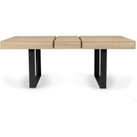 Mesa de comedor extensible rectangular para 6-10 personas, madera y negro, 160-200 cm - details 3