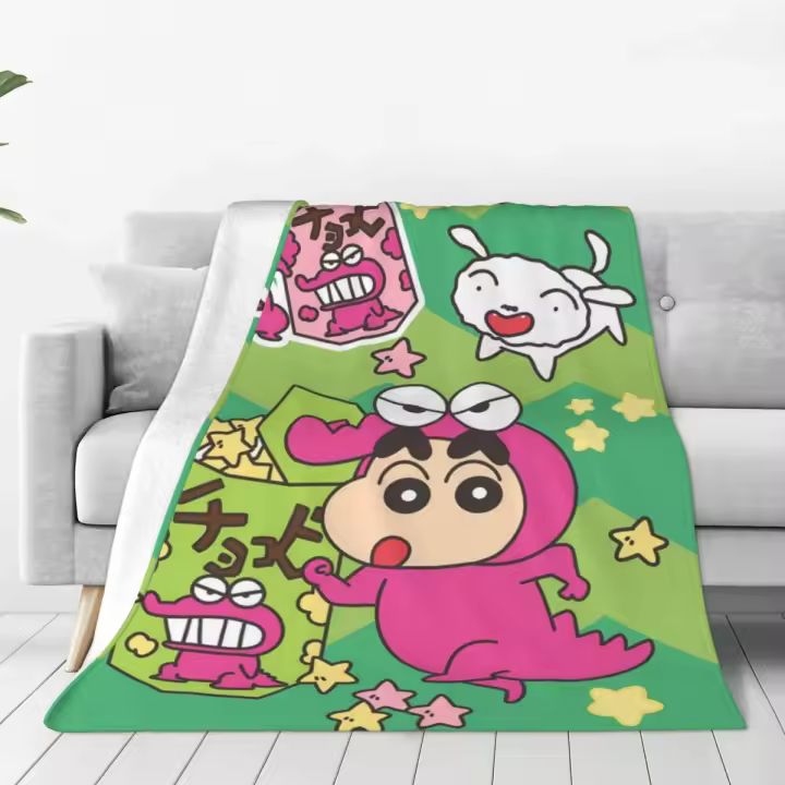 Manta Suave de Crayon-ShinS ChanS Funda de Cama de Peluche para Sala de Estar - 1