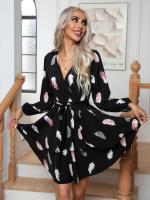 Vestido corto de manga larga con cordones para mujer, minivestido Vintage elástico, elegante y bonito, de lujo, promoción - details 3