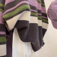 Moda Púrpura Rayas Suéter De Punto Holgado, Top Perezoso - details 5