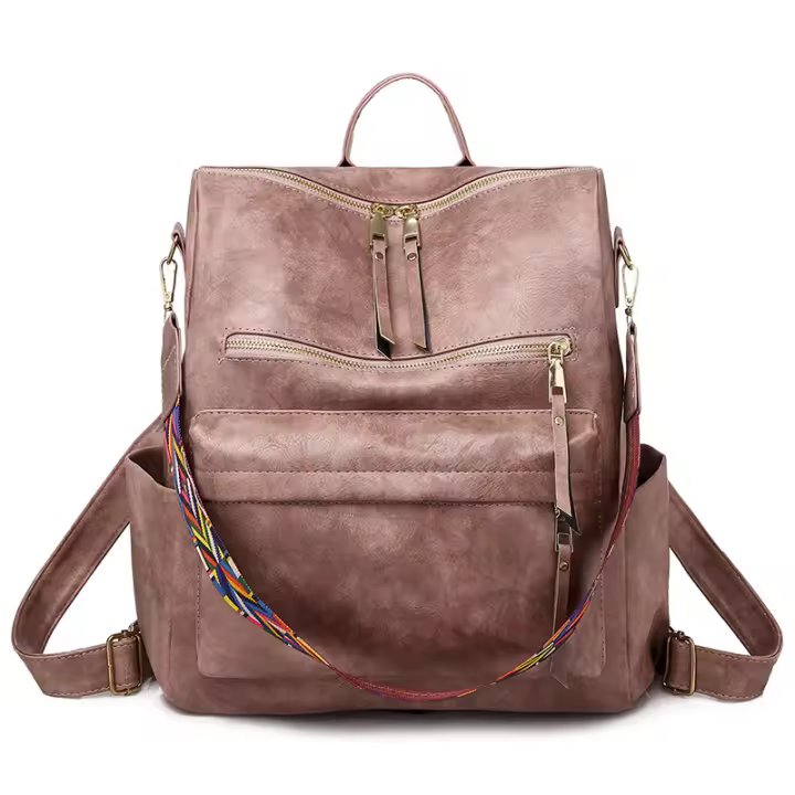 Mochila de Cuero Suave PU para Mujer Impermeable Multibolsillos Ideal para Trabajo, Escuela y Viaje - 1