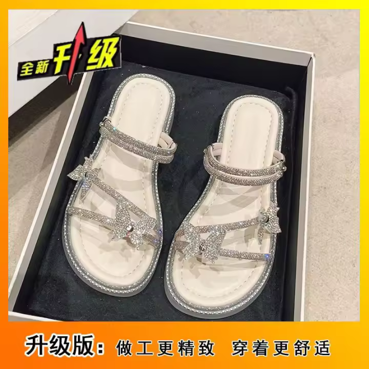Sandalias de Verano 2025 Diseño de Hadas con Diamantes de Imitación Estilo Playero de Alta Calidad - 1