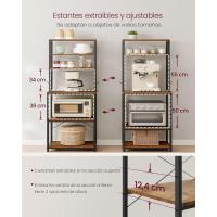 EstanterÍa de Cocina, EstanterÍa de PanaderÍa, 6 Estantes y 6 Ganchos, para Microondas, Marco de Acero, Industrial, 40 x 80 x 167 cm, MarrÓn RÚstico y Negro - details 31