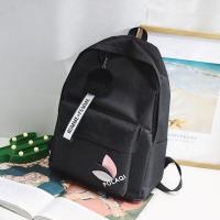 Mochila de gran capacidad con hojas impresas, mochila de lona de Color sólido con hojas impresas, mochila portátil con cremallera de estilo universitario - details 15