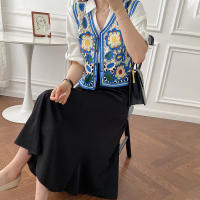 Chaleco sin mangas con botones para mujer, cárdigan de punto Floral, Tops coreanos, prendas de vestir exteriores - details 2
