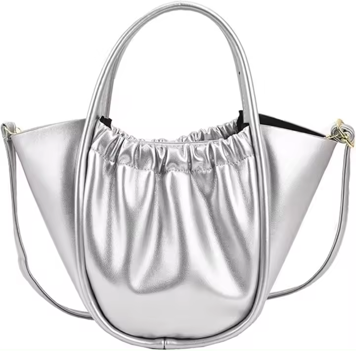 Bolso suave para mujer, bolso de hombro con cesta fruncida a la moda, bolso Hobo pequeño y bonito - 1