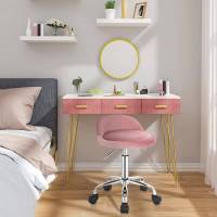 Taburete de oficina de terciopelo con ruedas, taburete giratorio, altura del asiento ajustable, altura 43-54,5 cm - details 9