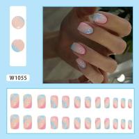 24 cuadrados de diseño floral francés simple, juego completo de uñas postizas, puntas de uñas desmontables DIY - details 1