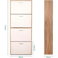 24 pares - Estantería de gran capacidad para vestíbulo o pasillo - (ancho) 60 x (profundidad) 24 x (alto) 150 cm - Madera clara blanca - details 4