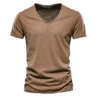 Camiseta de algodón para hombre, cuello en V, diseño de moda, ajustada, sólida, camisetas para hombre, camisetas de manga corta - details 12