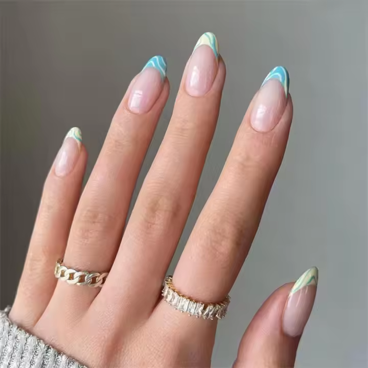 24 Uñas postizas de póker, manicura bailarina, uñas postizas de almendra removibles, uñas postizas de decoración para mujeres y niñas, uñas postizas de cuchara completas - 1