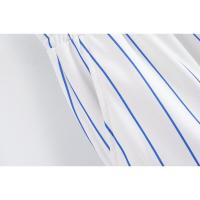 ZOCI- corto de dos piezas de verano para mujer, camiseta a rayas con estampado de letras + pantalones cortos a rayas hasta la rodilla, blusa con cuello en V y una botonadura - details 11