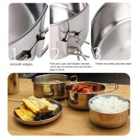 Juego de utensilios de cocina portátil para acampada, vajilla antiadherente con tapa de olla, plato de acero inoxidable, fácil d - details 11