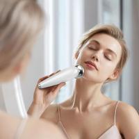 Masajeador facial, máquina de estiramiento de la piel con 7 modos, instrumento de belleza facial de electroporación de mesoterapia EMS, masajeador de elevación facial de fotones LED portátil para cuidado facial de limpieza profunda antiarrugas - details 1