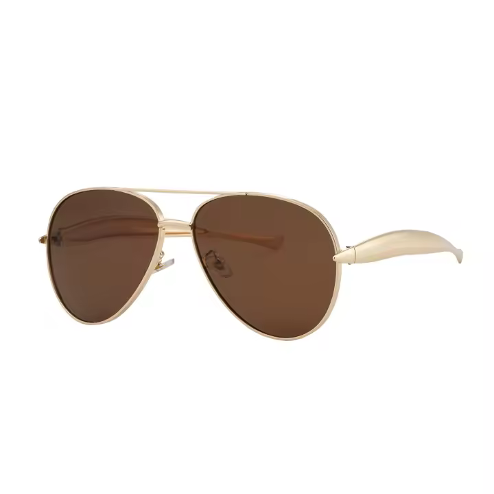 Gafas de sol de piloto con patas de espejo de metal para mujer, nuevas y a la moda, resistentes al sol, para hombre, 2025 - 1