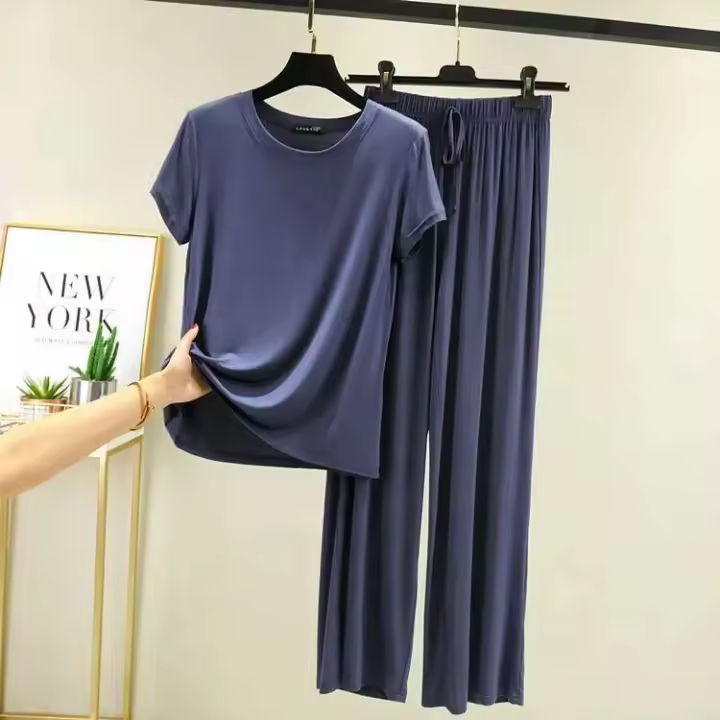 En el verano de 2025, el nuevo conjunto Modal incluye hermosa ropa de dormir informal de manga corta y ropa de dormir grande para mujer M-XXL. - 1