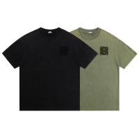 LOEVE-Camiseta de manga corta desgastada con copos de nieve lavados de algodón puro a la moda, camiseta holgada y versátil con Logo bordado para parejas de verano para hombre - details 12