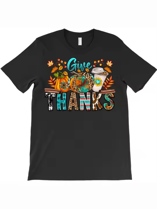 Camiseta Give Thankls, regalo para papá, manga corta con cuello redondo suave y cómoda - 1