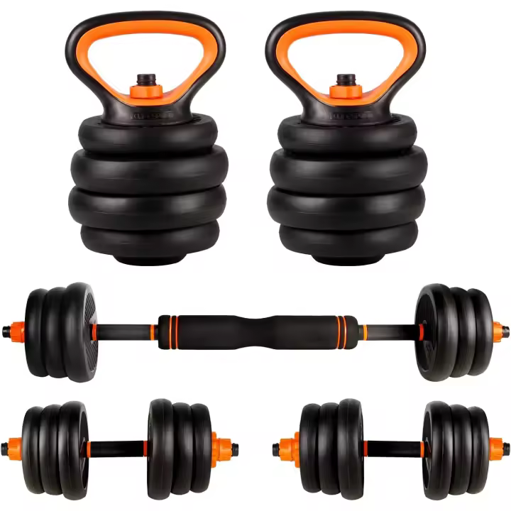 Pesas Barra y Discos 20/30/40KG Juego Pesas 2en1, Barra Conexión para Mancuernas Ajustable - 1