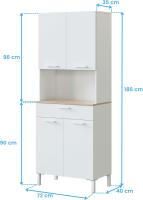Alacena de Cocina Mueble Auxiliar de 3 Puertas y 1 Cajón Acabado en Blanco Artik y Roble Canadian - details 8