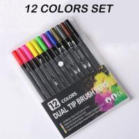 Set de Marcares de Acuarela de 12/24/36/48 Colores Pluma de Pincel Doble Punta y Pluma de Dibujo de Línea Fina Suministros de Arte Escolar - details 7