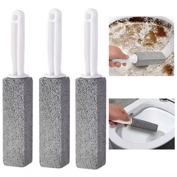 Cepillo de Limpieza Natural para Inodoro Piedra Pómez Largo con Mango Herramienta de Limpieza de Baño para el Hogar - 1