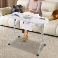 Mesa de uñas multifuncional con ventilador, mesa moderna de 220-240V, 5,5 W, color blanco, 90x40x72,5 cm/35,43x15,75x28,54 pulgadas, MDF estándar de la UE, tubo de hierro - details 0