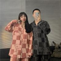 Pijama de Par de Verano-Otoño Cómodo y Suelto para Hombres y Mujeres Viste a La Moda fuera del Hogar - details 2