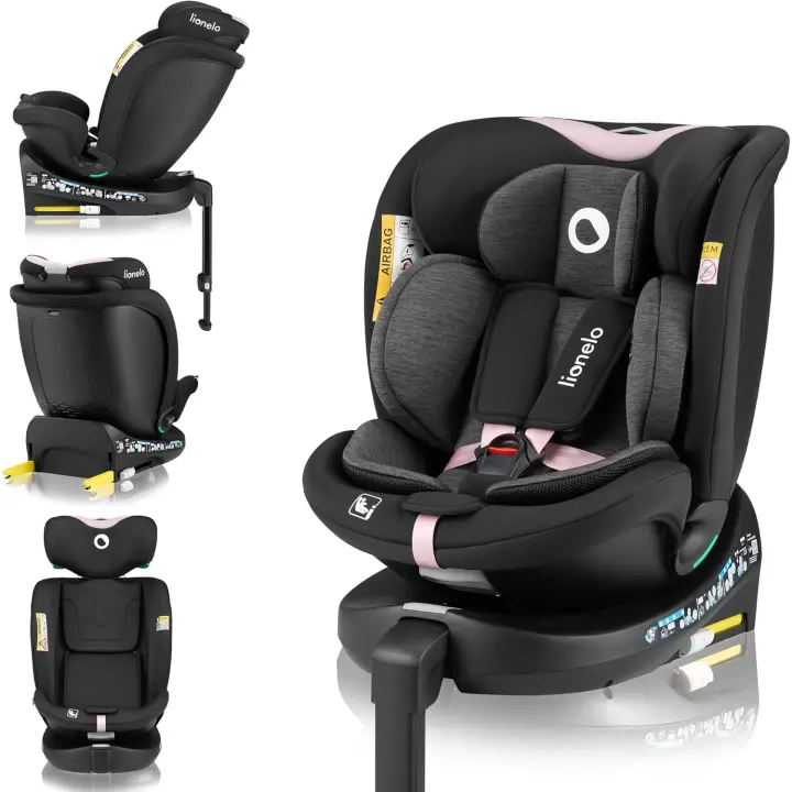 Sillón Giratorio 360O para Niños Estabilidad ISOFIX Asiento de Reposacabezas y Dri-Seat Rosa - 1