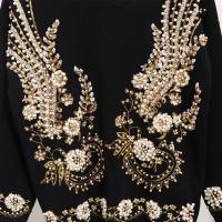 Conjunto de 2 piezas para mujeres, chándal con flores, lentejuelas y perlas, top de punto y pantalón, conjunto deportivo casual - details 6