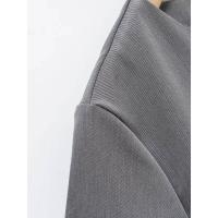 OUWU- Mini Vestido Gris Primavera 2025 Manga Corta Cuello Redondo Oficina para Casual Staple Uste Elástico Traboo Ocio Esencial - details 4